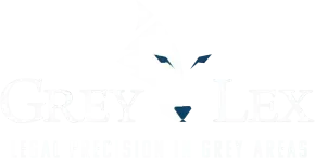 Minimal white logo of a wolf face with faint “GREY WOLF” text underneath