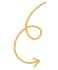 Gold hand-drawn swirl arrow curving downward and right on a white background