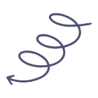 Purple spiral arrow pointing left, with looping curves on a white background