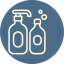 Two white spray bottles on a blue square icon