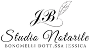 Logo in corsivo nero con la scritta “JB Studio Notarile Bonomelli Dott.ssa Jessica” e grafica di una piuma.