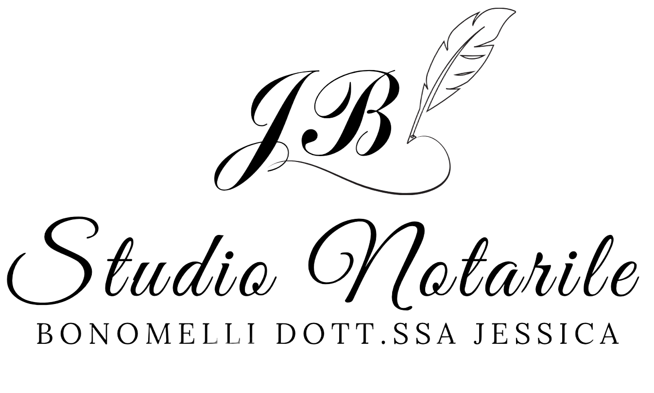 Logo in corsivo nero con la scritta “JB Studio Notarile Bonomelli Dott.ssa Jessica” e grafica di una piuma.