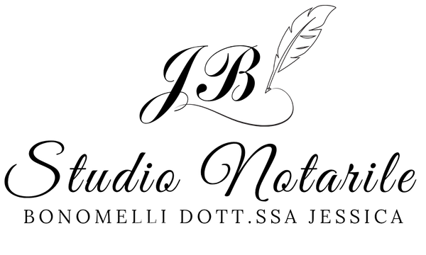 Logo in corsivo nero con la scritta “JB Studio Notarile Bonomelli Dott.ssa Jessica” e grafica di una piuma.