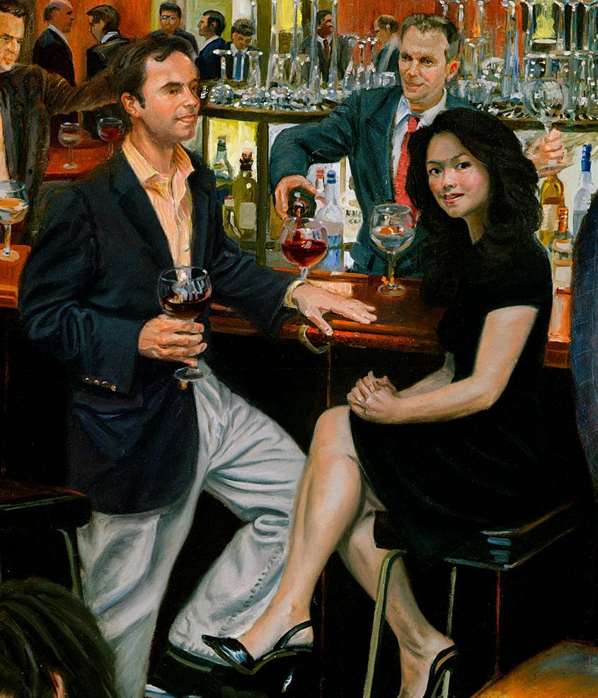 Bar At The Four Seasons |  Figurative Oil Painting In Situ