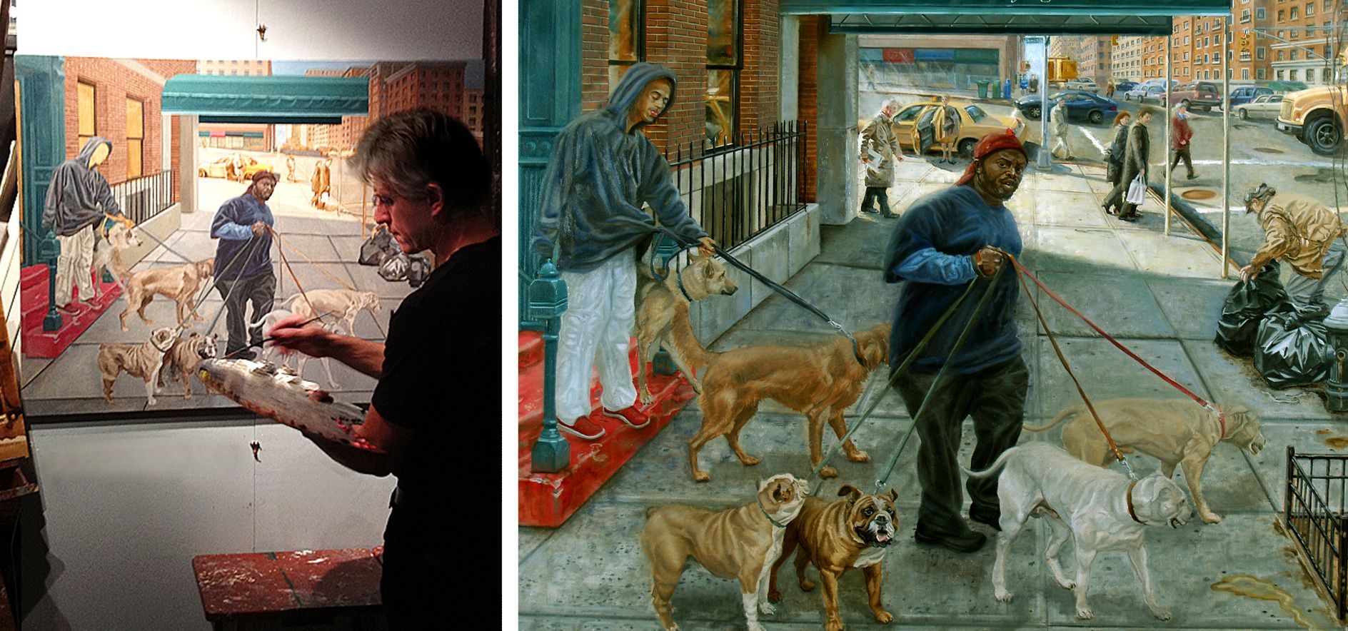 The Dog Walkers | Figurative Oil Painting by John Varriano
