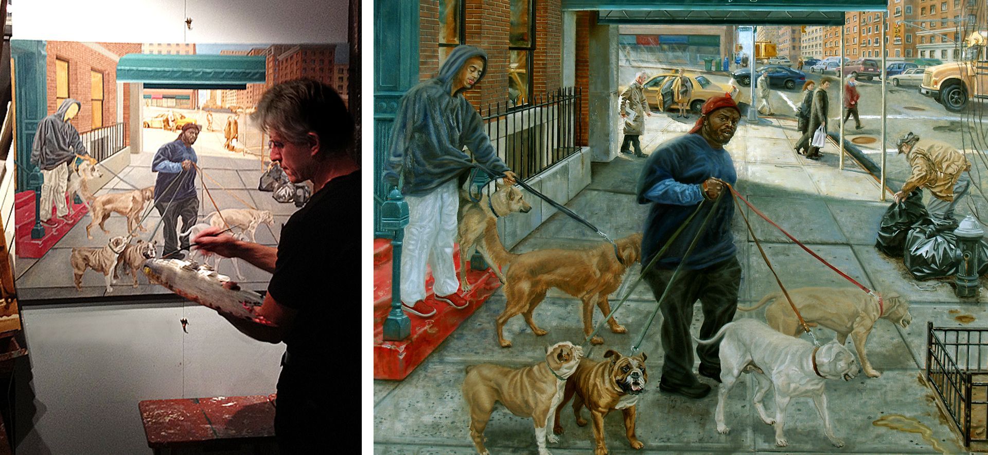 The Dog Walkers | Figurative Oil Painting by John Varriano