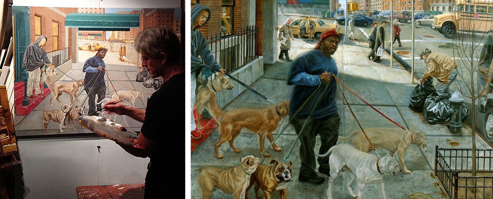 The Dog Walkers | Figurative Oil Painting by John Varriano