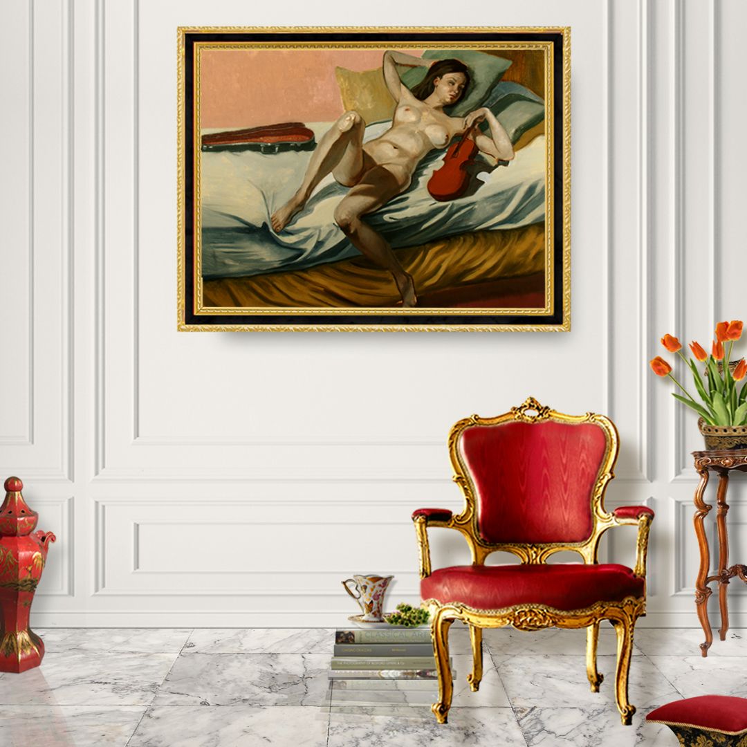 Nude with a Violin | Figurative Oil Painting by John Varriano