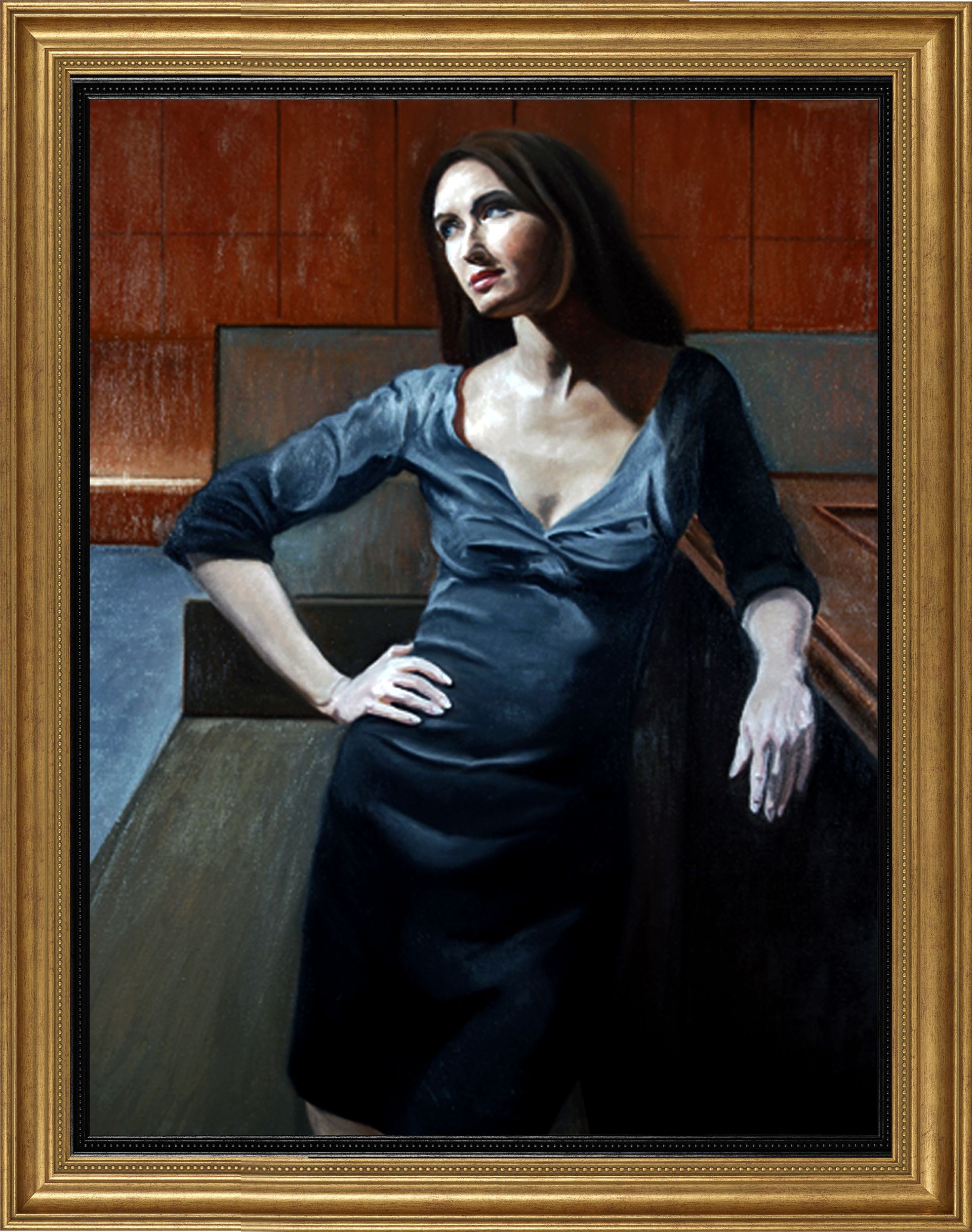 Woman at The Bar | Gold Frame