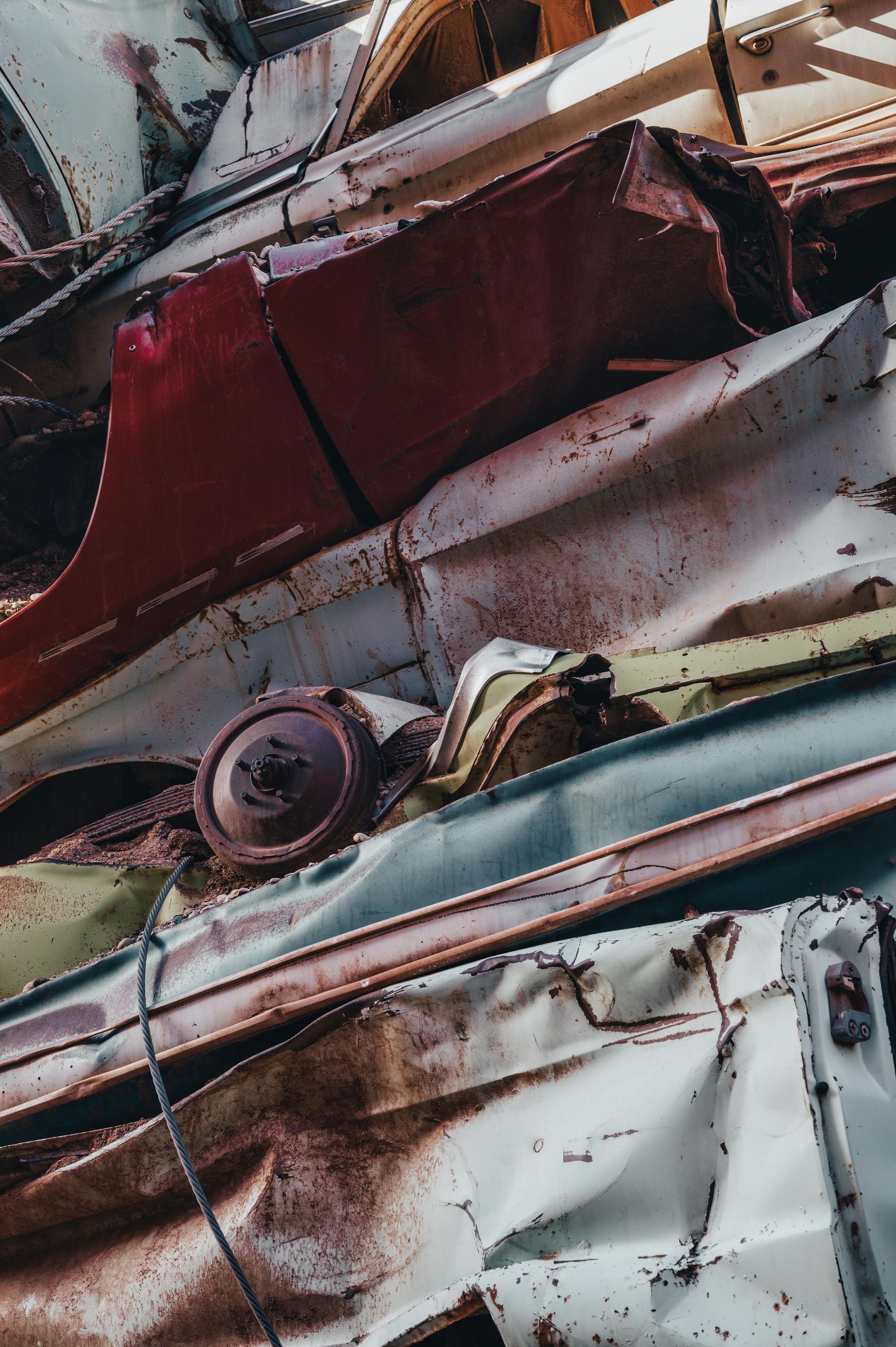 Three Cars Stacked On Top Of Each Other To Be Wrecked — Old Bar Wreckers In Old Bar, NSW