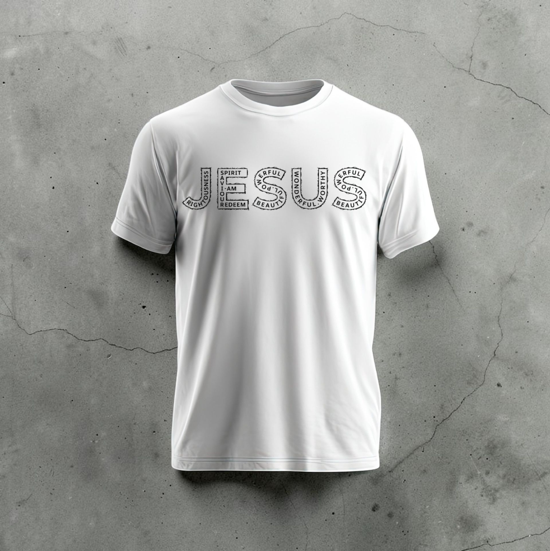 White T-Shirt with black letters- 100% Cotton Gildan Crew Neck