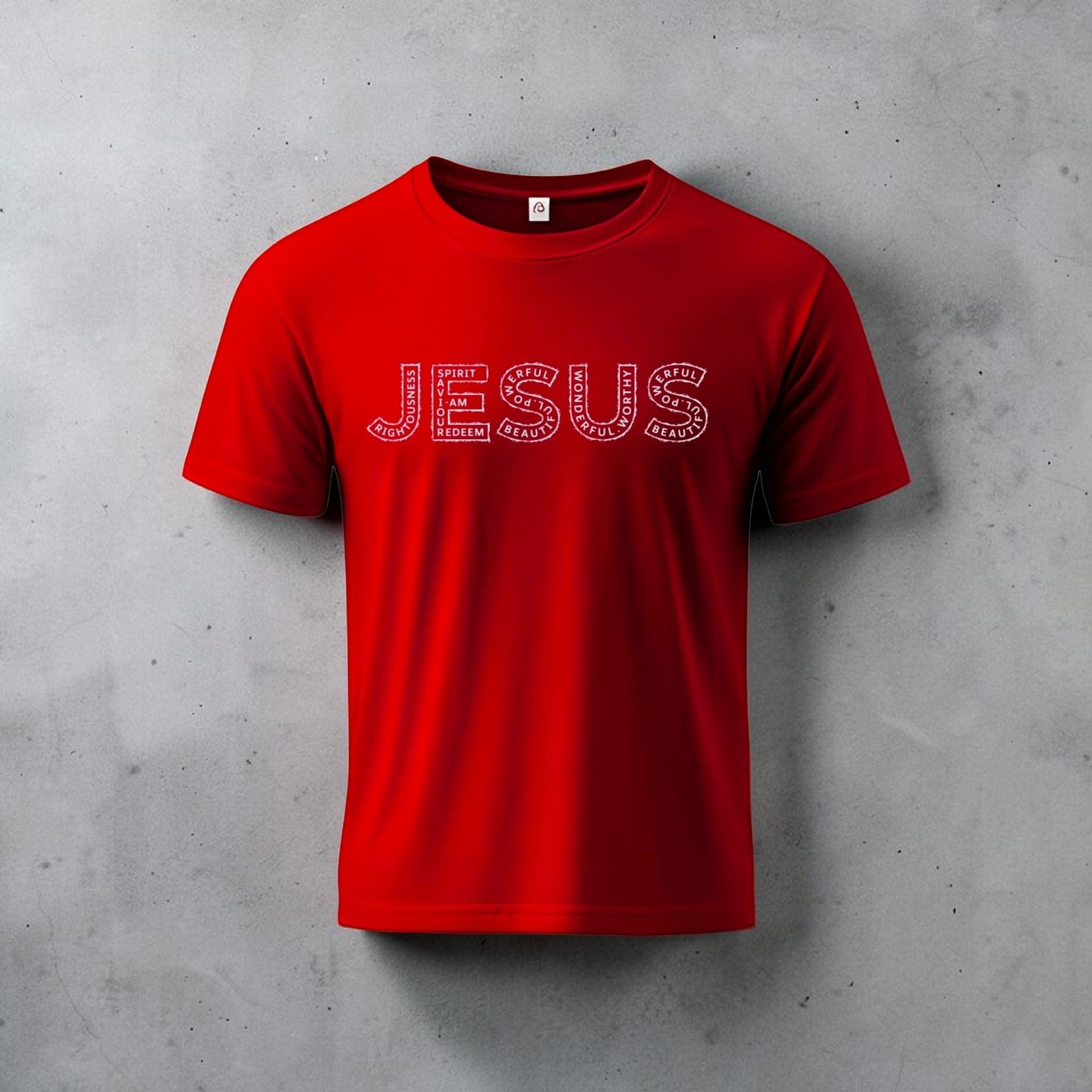 Red T-Shirt with white letters- 100% Cotton Gildan Crew Neck