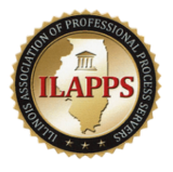 Illinois Association of Professional Process Servers logo: Seal with Illinois map, text 