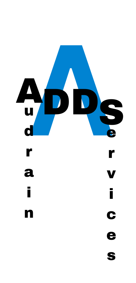 logo for ADDS with blue a and black text