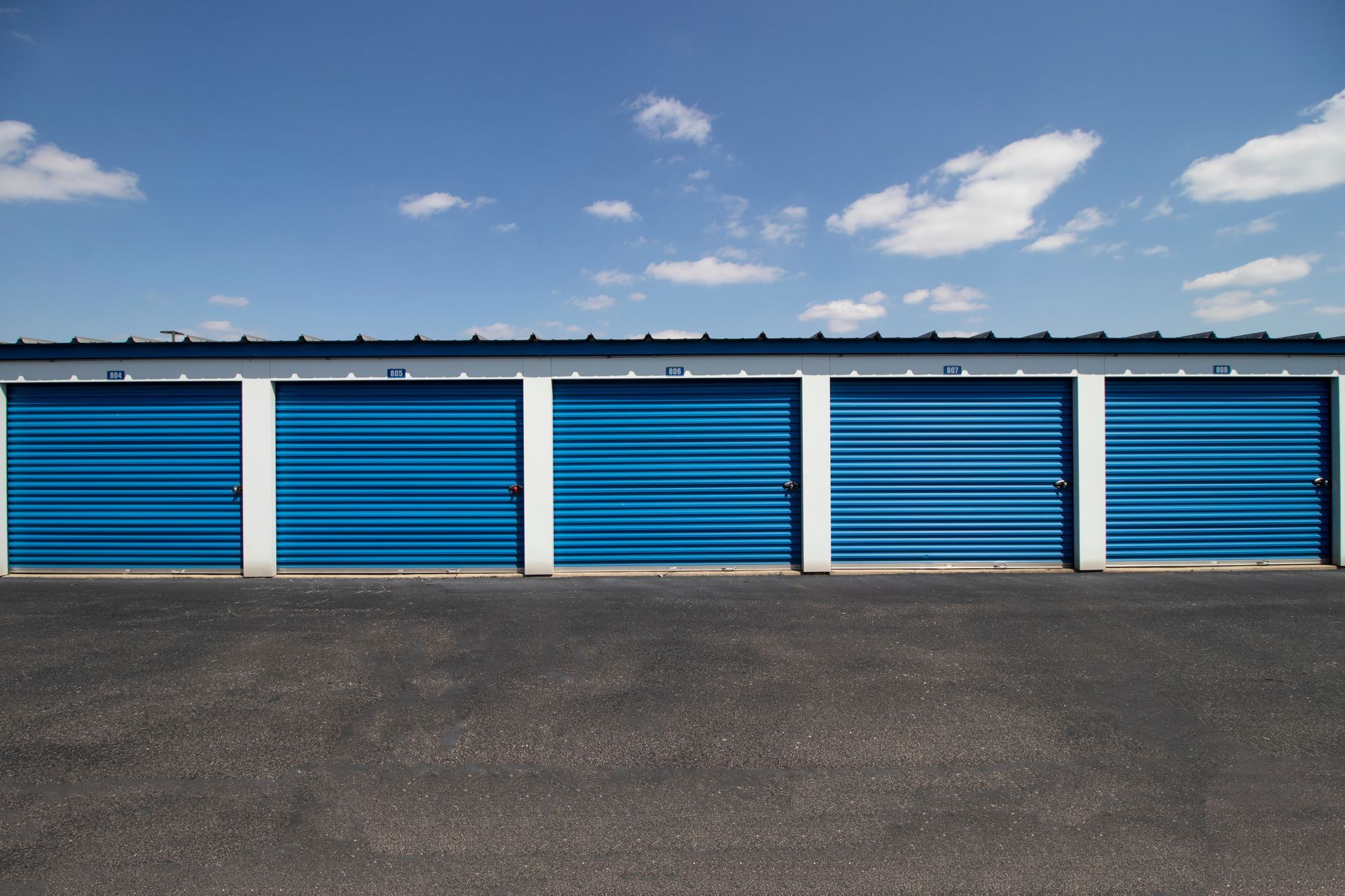 Row Of Blue Storage Unit Doors