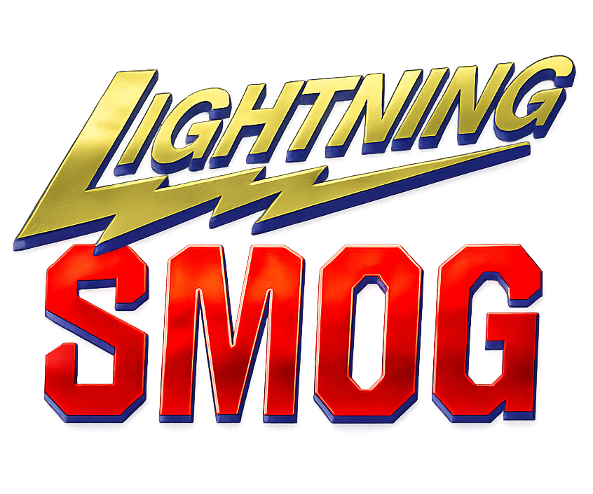 Logo reading “Lightning Smog” in yellow, blue, red, and white stylized text