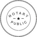 Circular black-and-white notary public seal with a star in the center