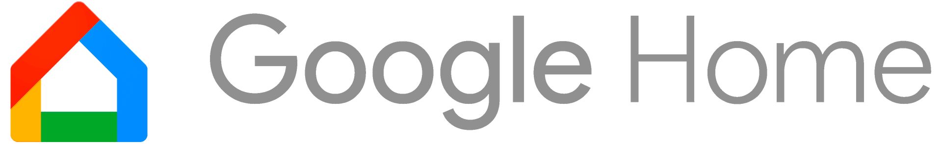 The Google Home logo, featuring a colorful house icon next to the gray text