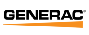 Generac brand logo with black text above a horizontal orange triangle.