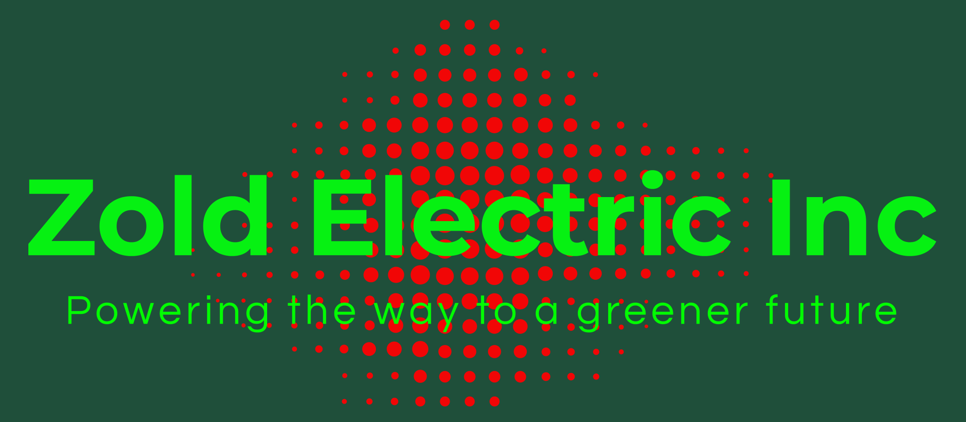 A green-themed logo for Zold Electric Inc with a red dotted circular design and the slogan,