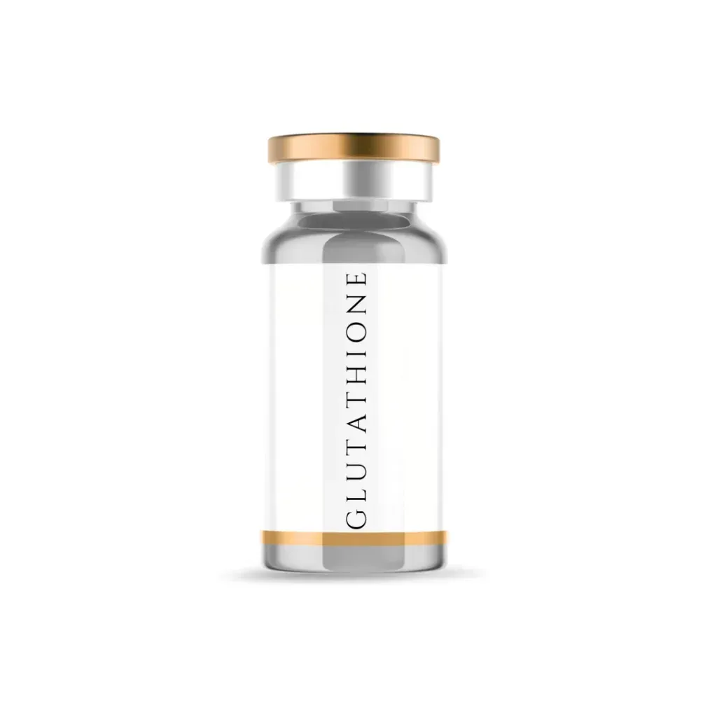 A bottle of glutathione on a white background.