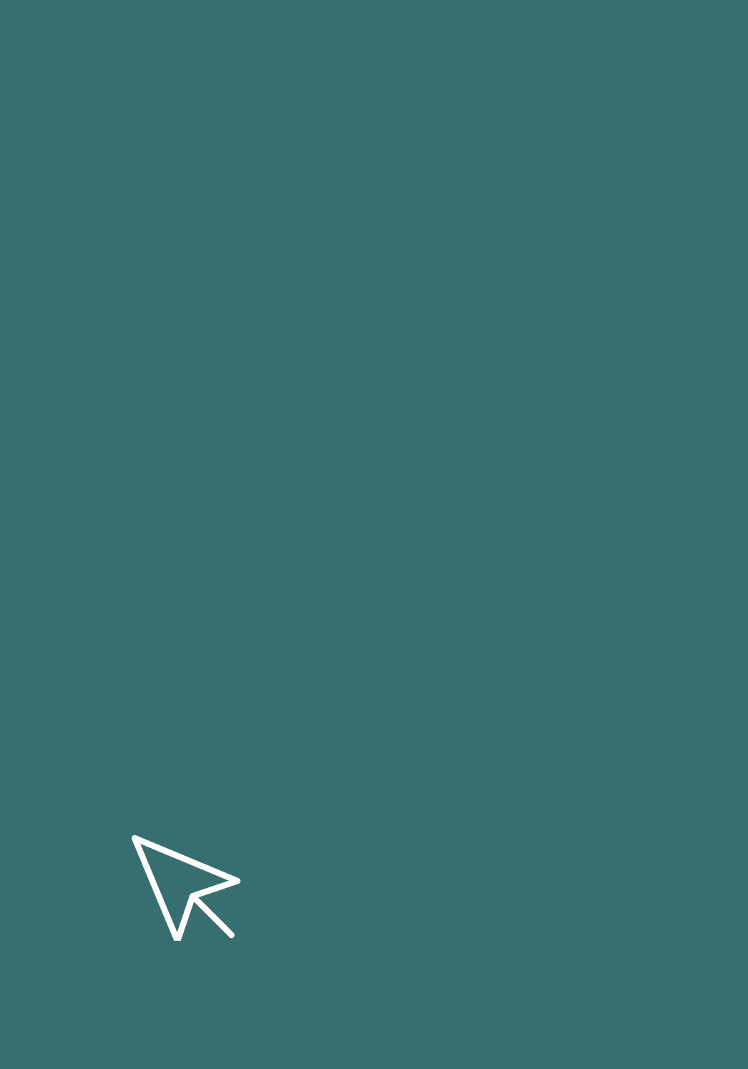 White cursor pointing left on a teal background.