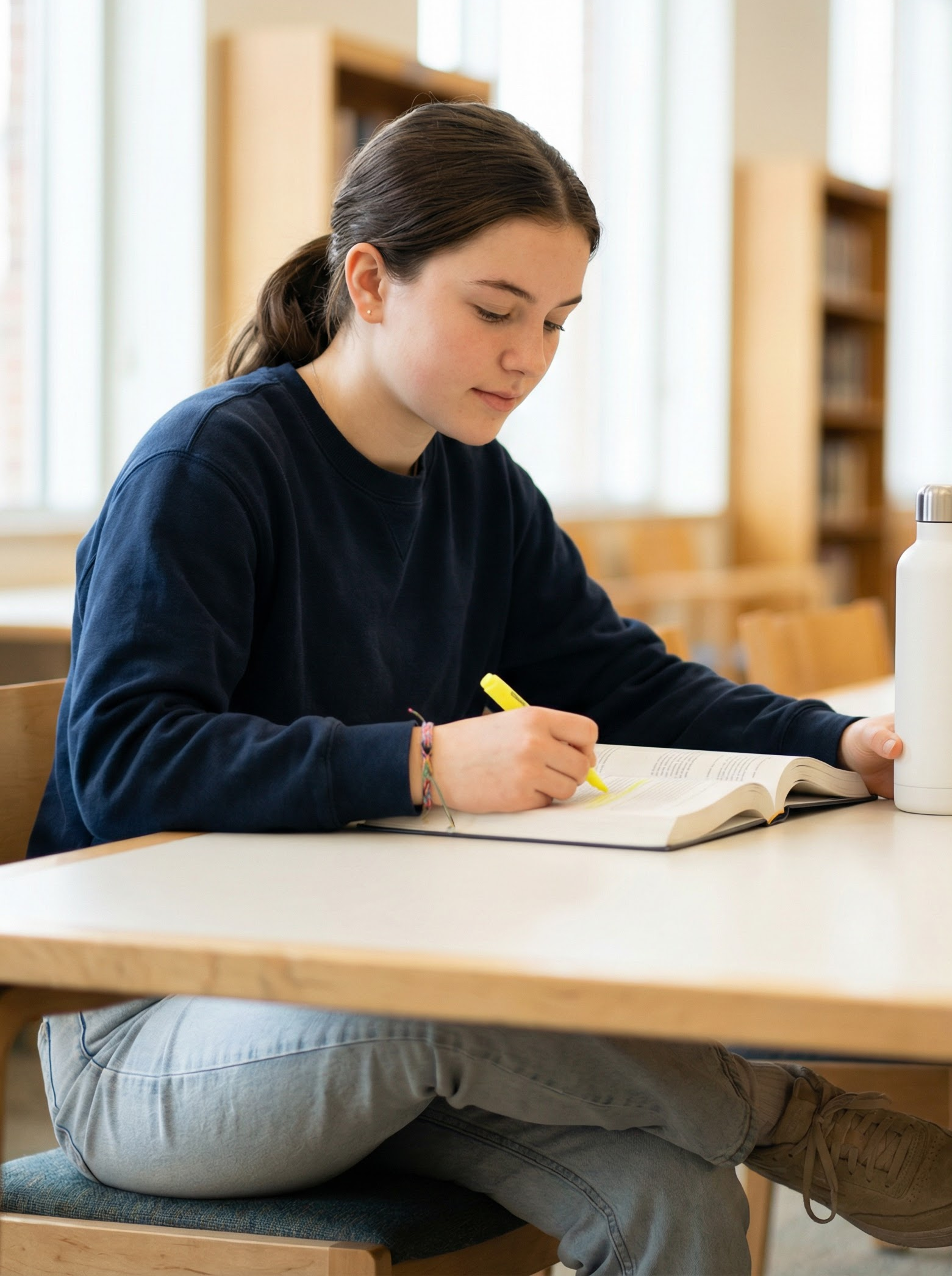 Teen studying quietly, representing anxiety and academic stress.