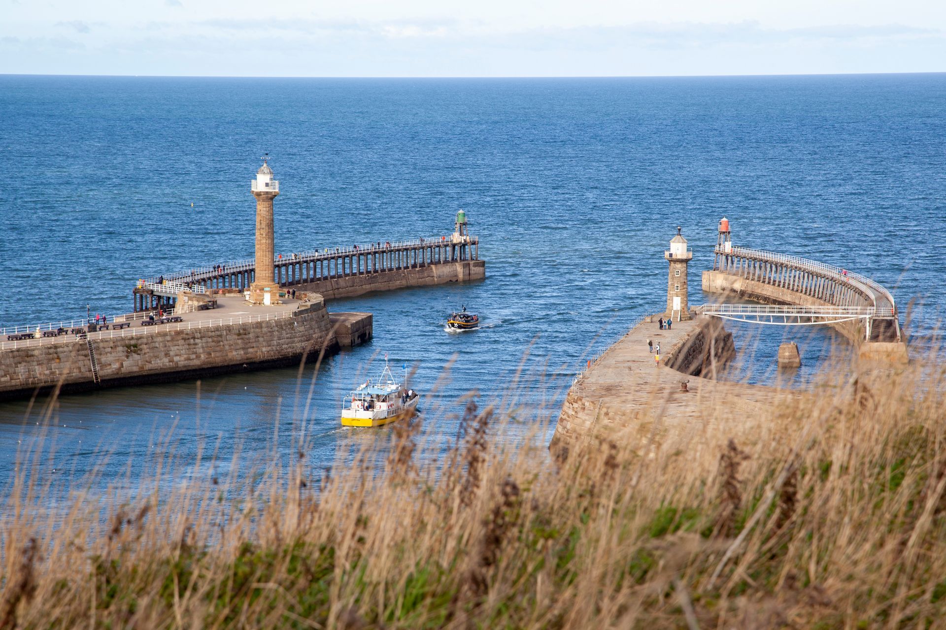 There is a lighthouse at the entrance of whitby harbour