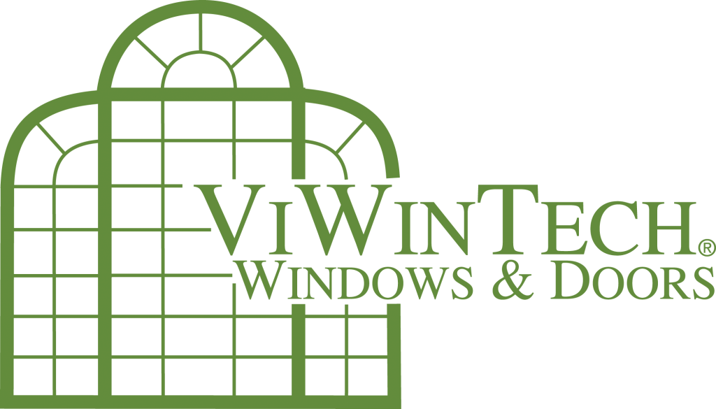 A green and white logo for vivintech windows and doors