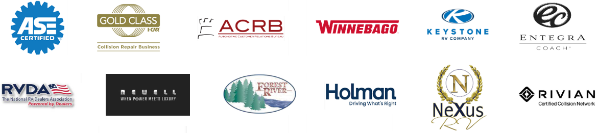 A bunch of different logos on a white background