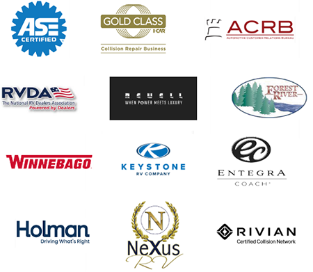 A bunch of different logos on a white background