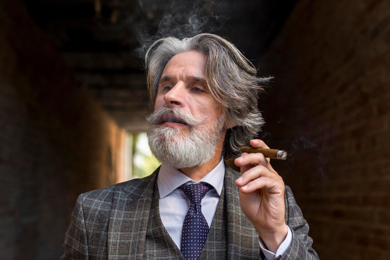 Older man smoking