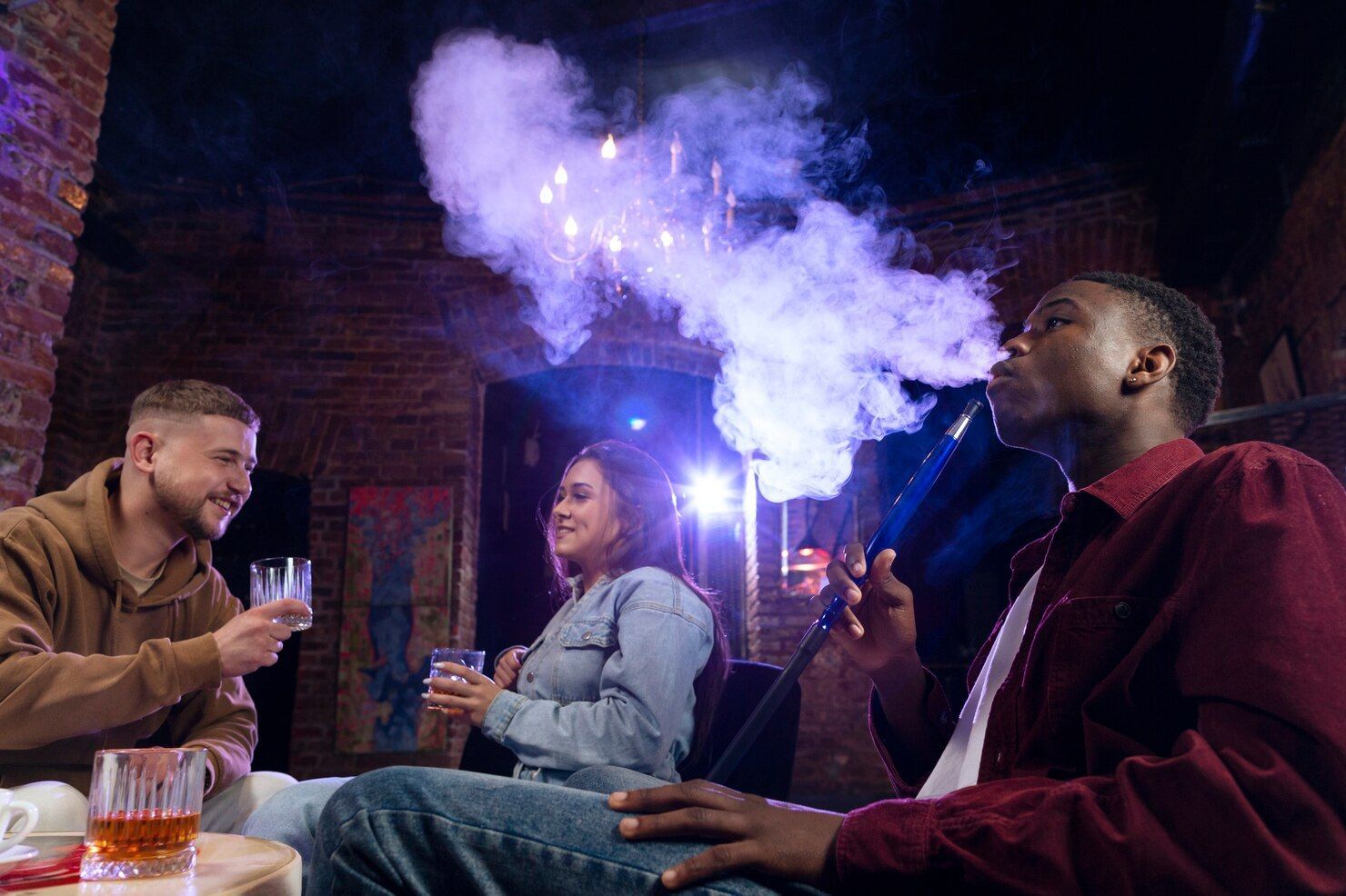 Young people smoking