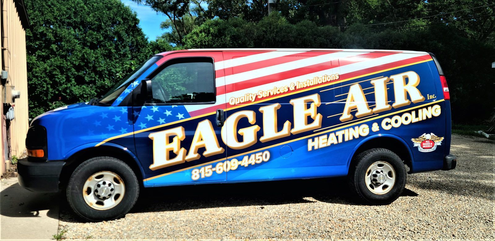 Van with American flag design, 