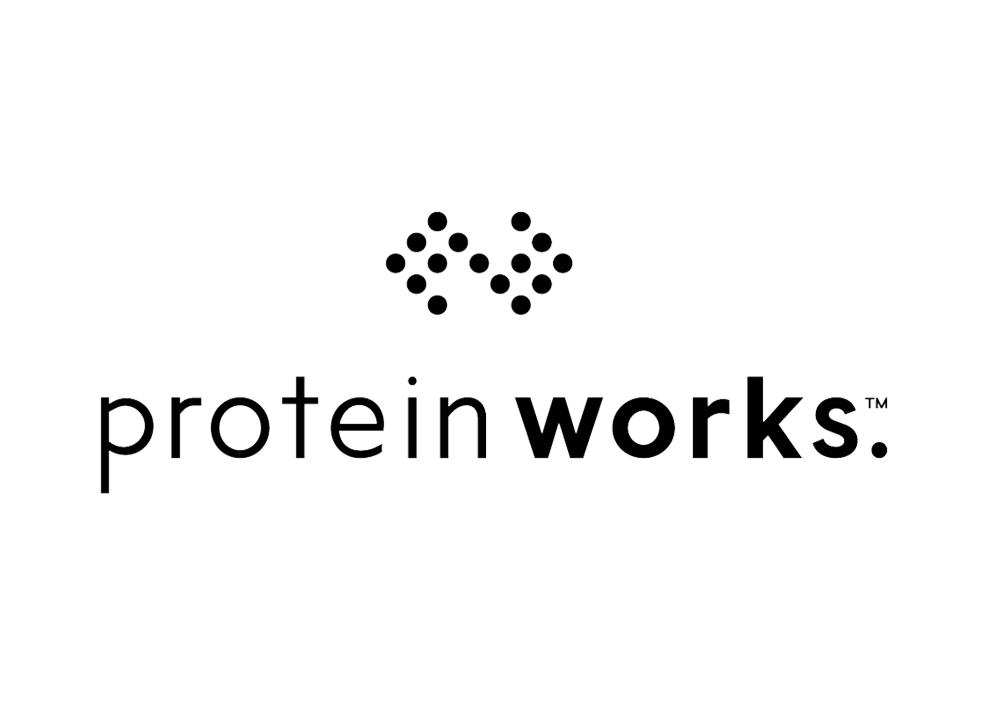 A black and white logo for protein works.