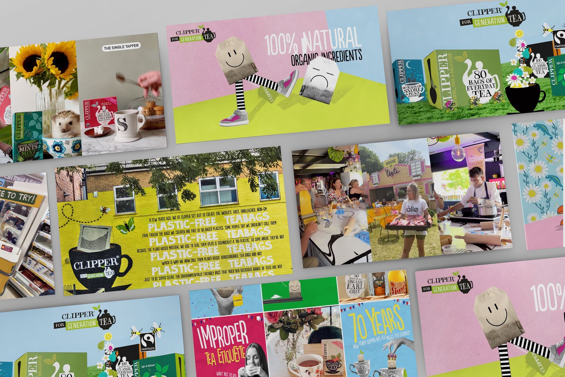 A collage of pictures with one that says 100 % natural