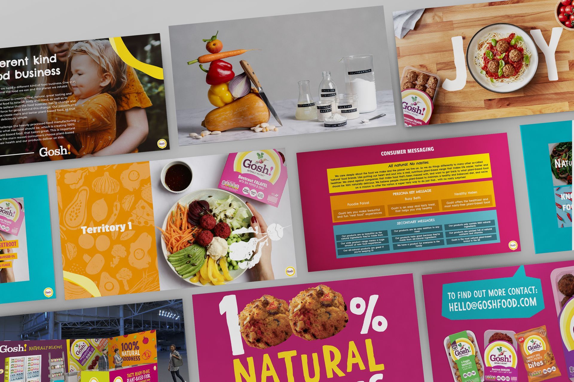 A collage of advertisements for a company called 100 % natural
