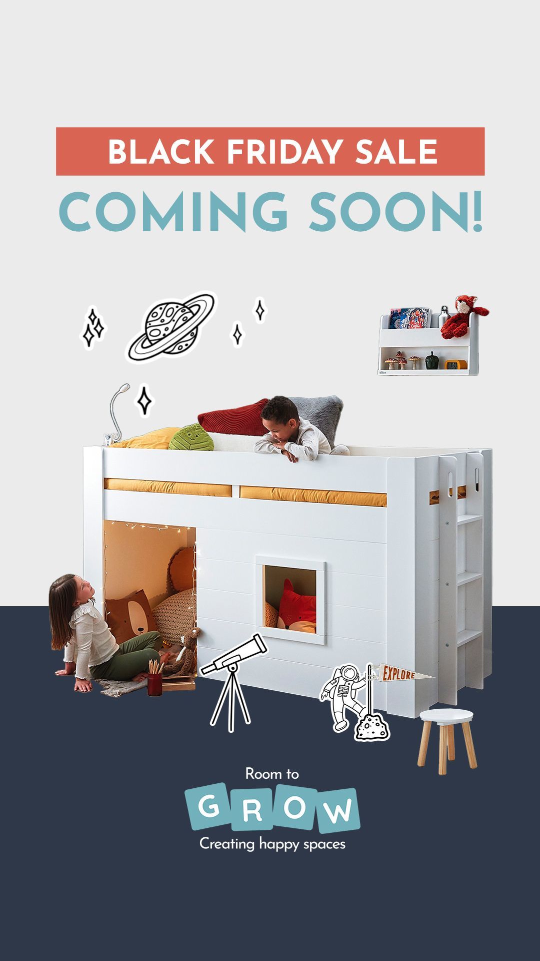 Room To Grow Black Friday campaign assets - FMCG furniture ecommerce marketing
