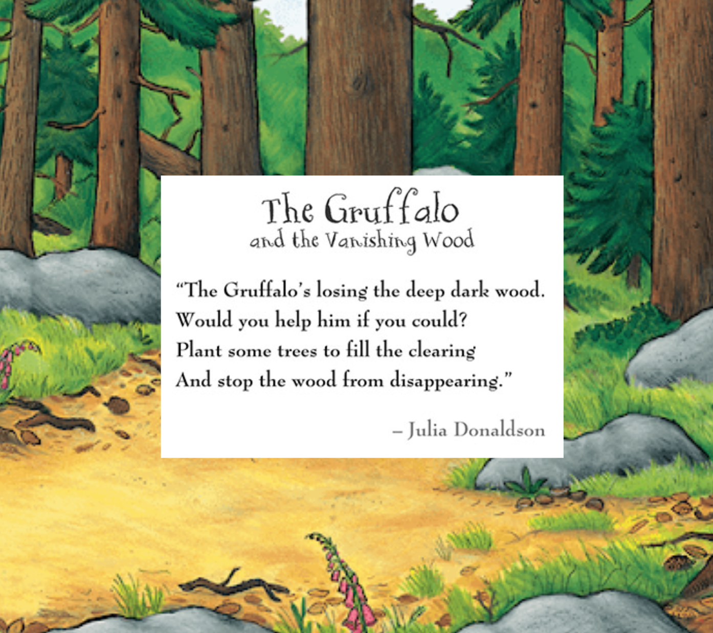 Yorkshire Tea Gruffalo partnership creative showing deforestation impact - emotional sustainability Finn campaign