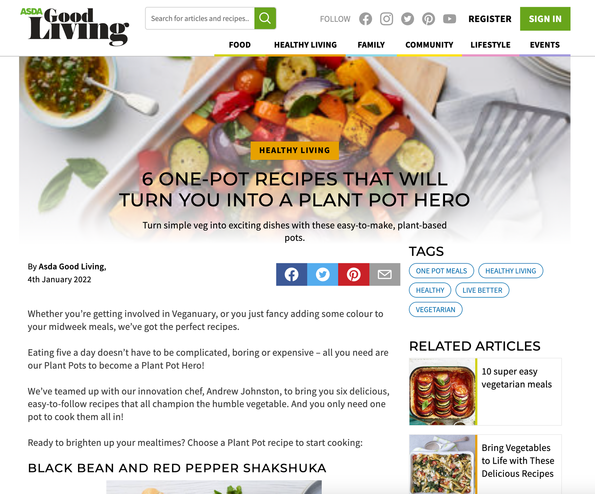 Asda Plant Pots one-pot solution campaign creative - retail fresh food healthy eating marketing