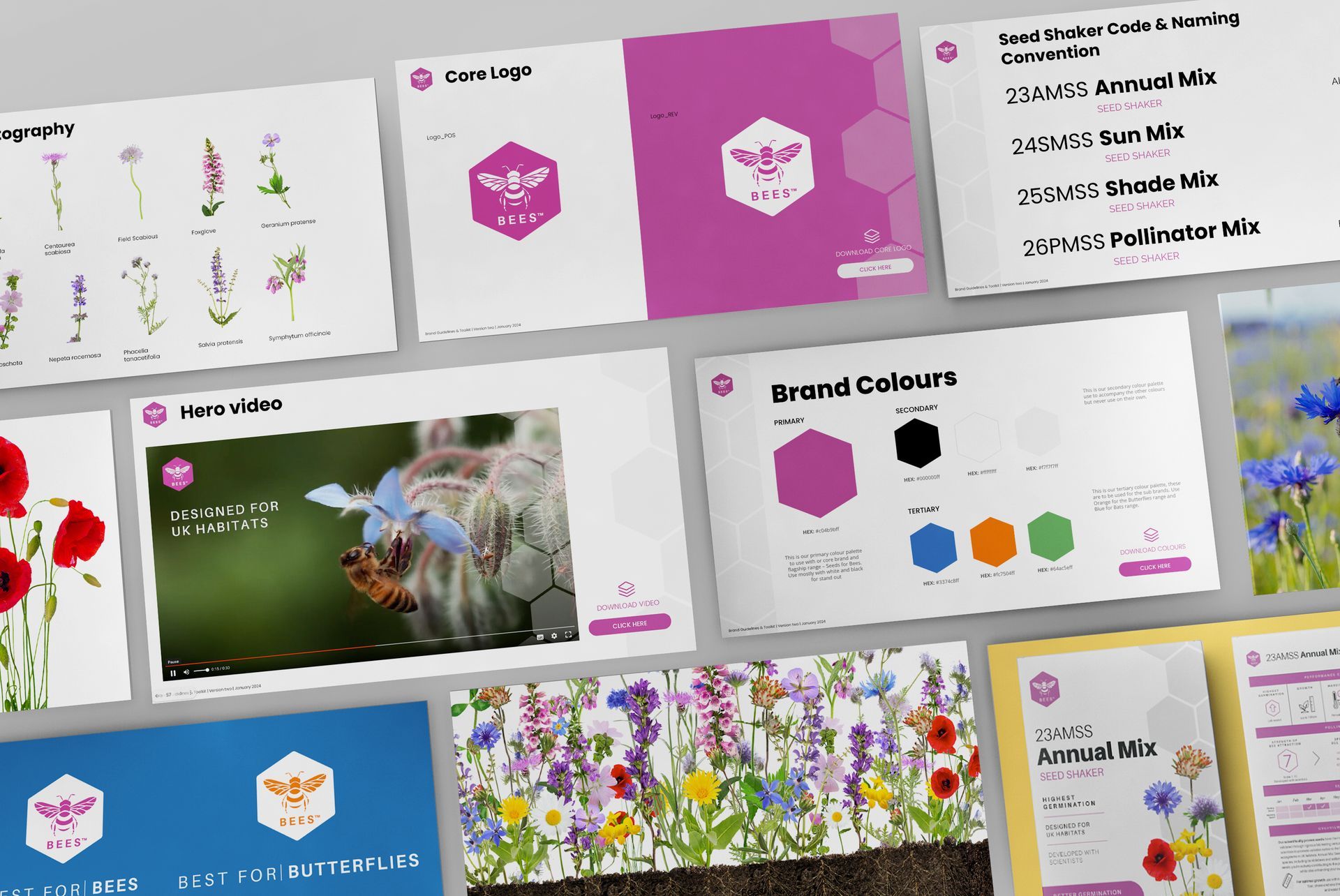 BEES modern seed packaging creative assets - FMCG garden brand marketing