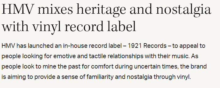 Hmv mixes heritage and nostalgia with vinyl record label