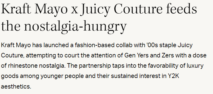 Kraft mayo x juicy couture feeds the nostalgia hungry