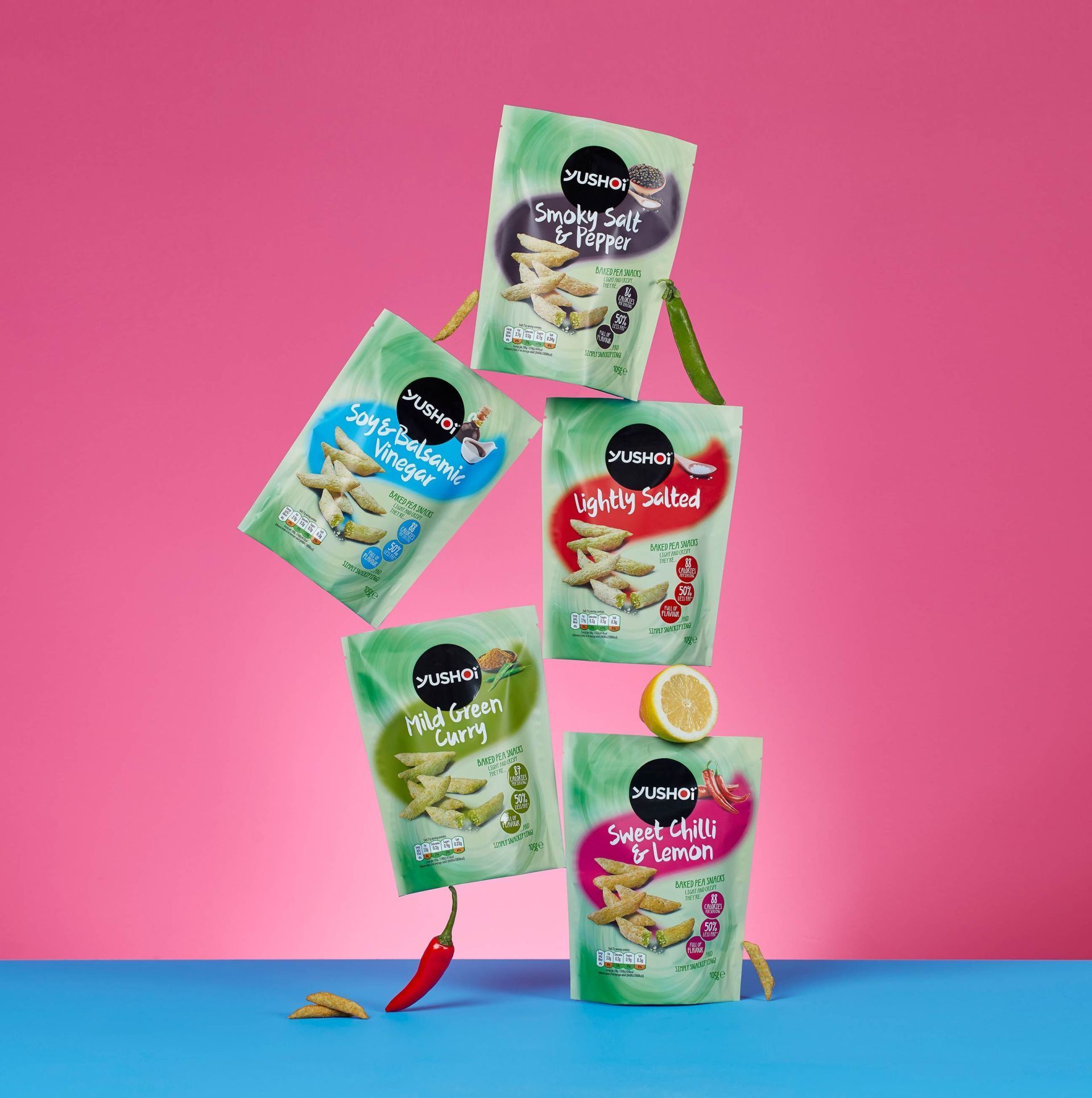 Yushoi Perfectly Balanced campaign creative - healthy rice snacks brand marketing