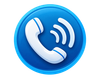 Blue phone icon with ringing signal waves