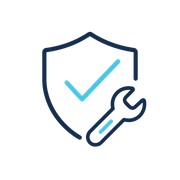 Shield with check mark and wrench icon, representing verified maintenance or security service