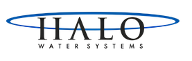 HALO Water Systems logo with blue oval and black text