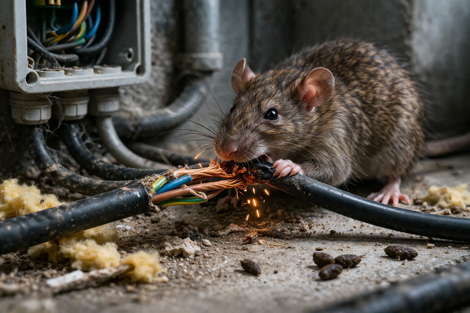 knaagschade aan kabels door ratten