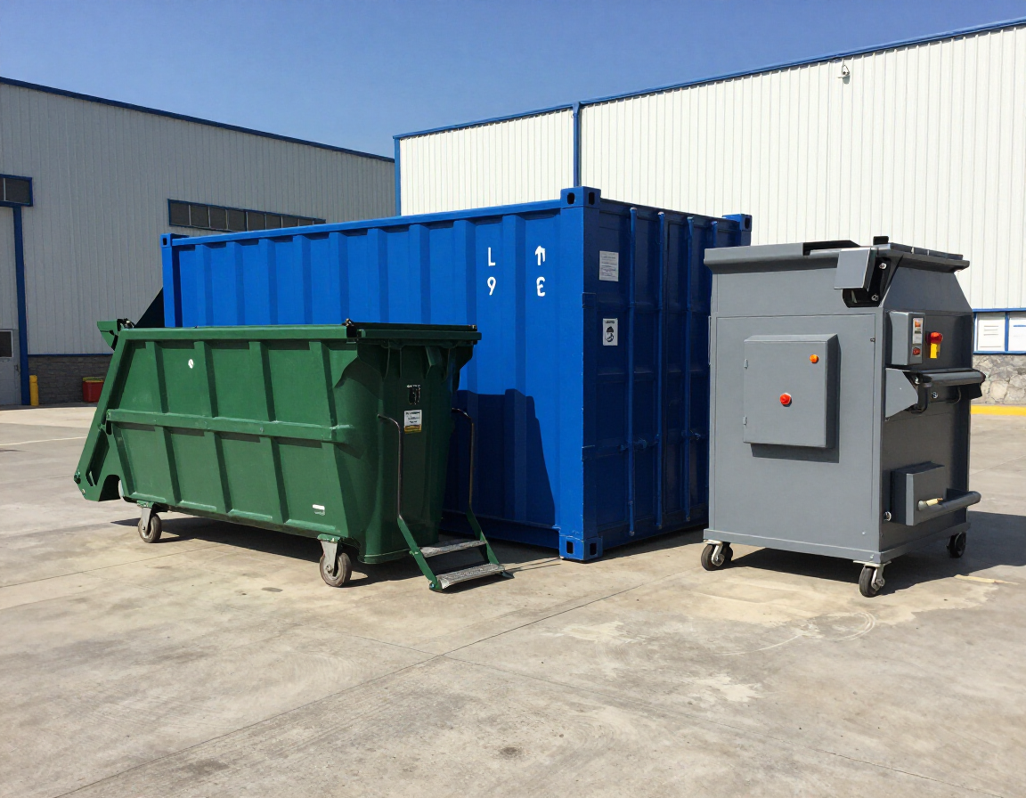 Commercial waste and recycling equipment at a retail property