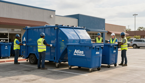 Commercial waste service team at a retail property